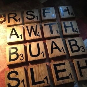 Handmade by Mindi wooden Scrabble wall art tiles